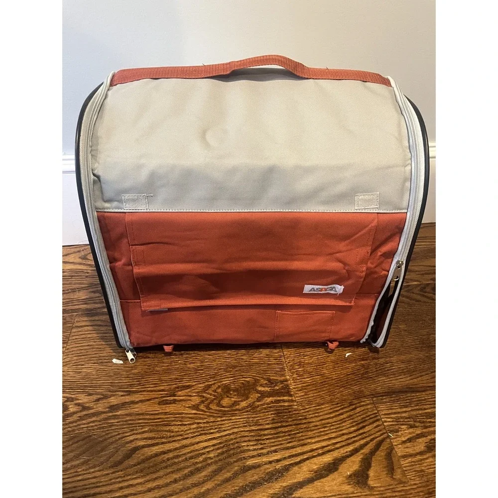 ASPCA COLLECTION Small Dogs 15lbs COLLAPSIBLE TRAVEL CARRIER Orange/Gray S